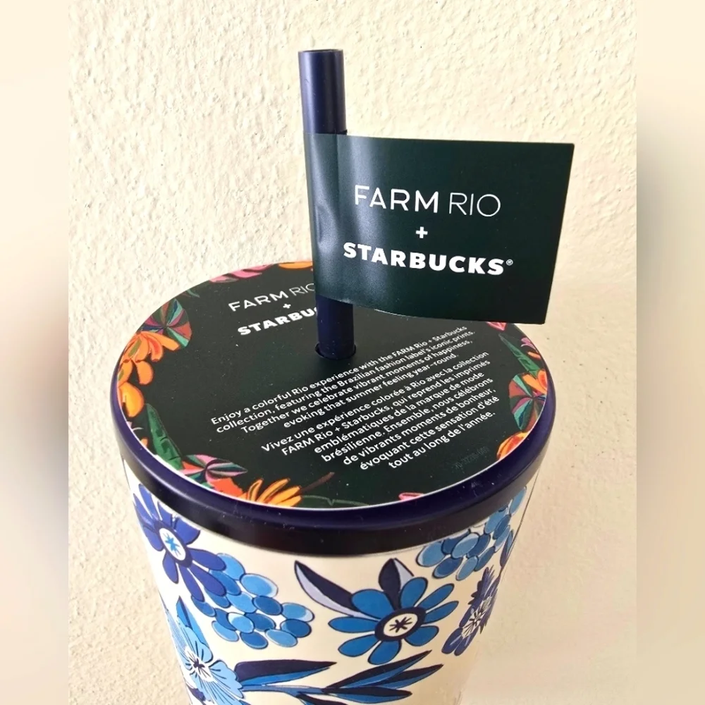 NWT Starbucks X Farm Rio Collab Lenco Azulejo Stainless Steel Tumbler